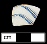 Scratch blue white salt glaze stoneware saucer with incised grassy motif, Lot 146.001 from 18WA20.